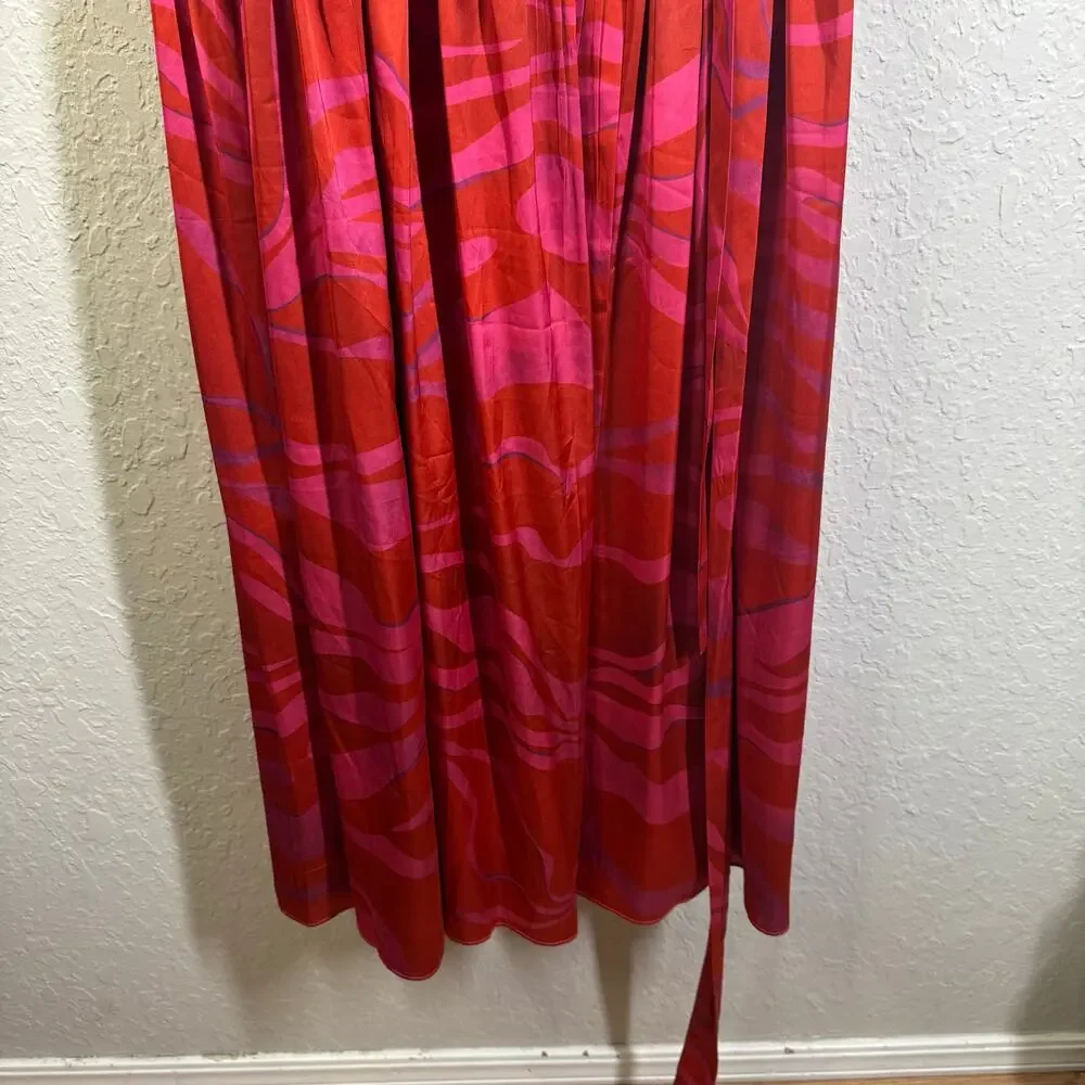 HUTCH ANTHROPOLOGIE Dress XL Ciara Zebra Striped Wrap Puff Sleeve Tie Closure - Picture 8 of 14